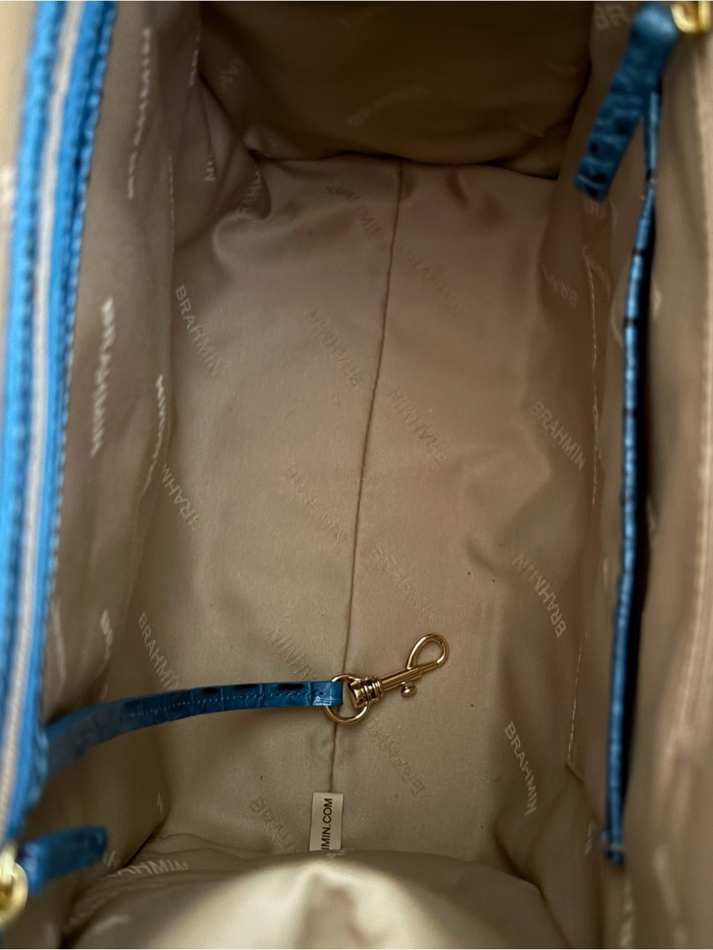 Brahmin Caroline Vibrant Azure Melbourne Croc-Embossed Satchel - Picture 5 of 8